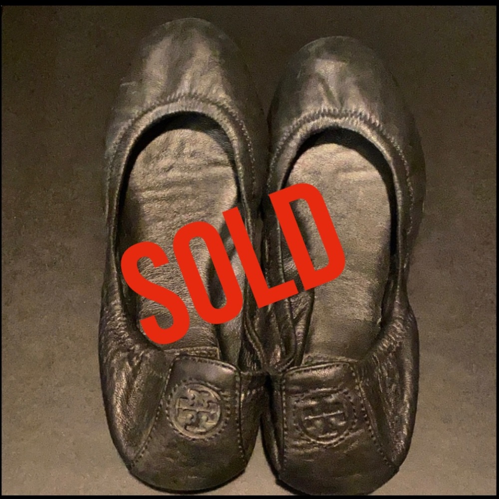 Tory Burch black leather ballerina flats size 6